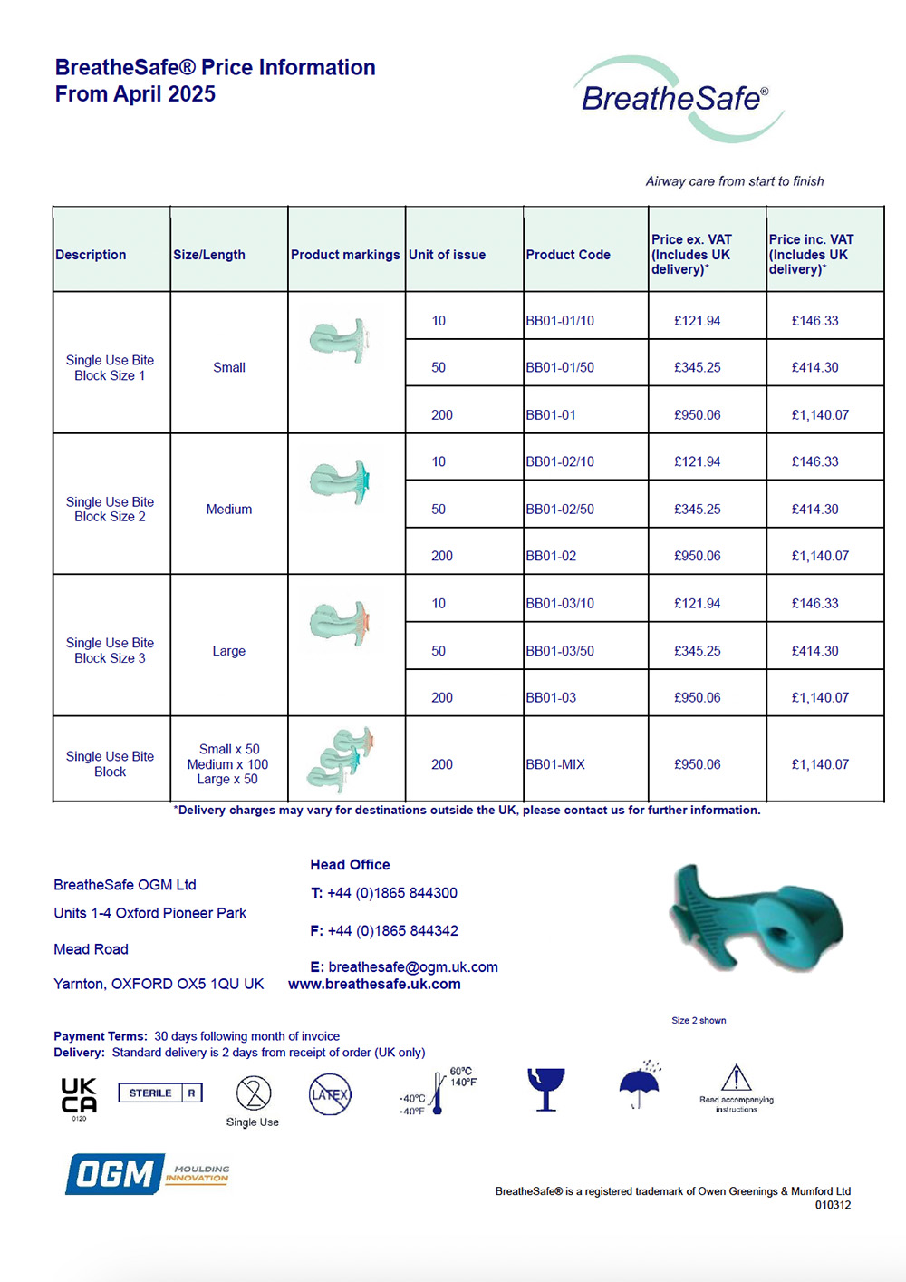 BiteBlock Price List